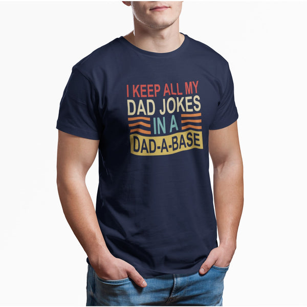 Dad Jokes In A Dad-A-Base T-Shirt #colour_navy